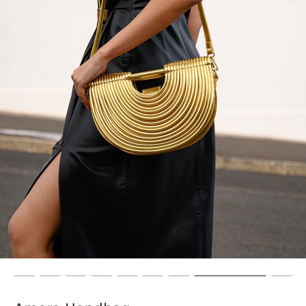 Gold Semi-Circle Women's Handbag with Top Handle